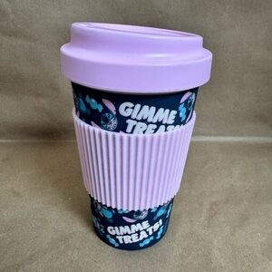 Disney Stitch Halloween “Gimme Treats” Pink and Blue Bamboo Travel Mug. 16oz